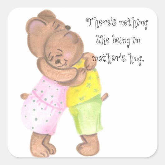 マザーベアと彼女の赤ちゃんショーの愛 スクエアシール (正面)