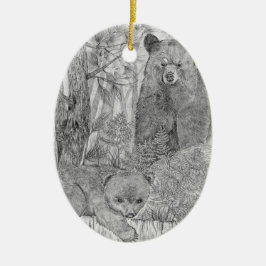 マザーベアーウォッチングキューブ セラミックオーナメント