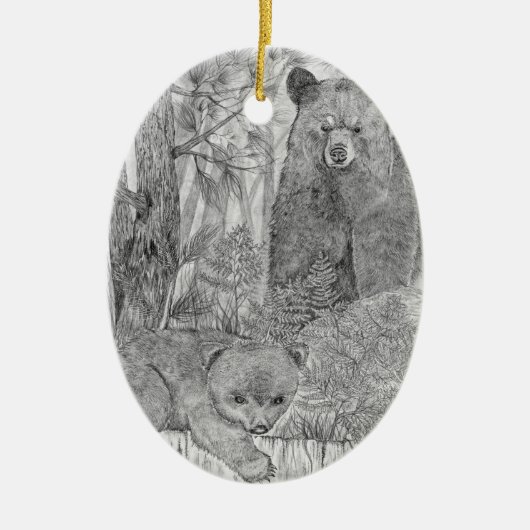 マザーベアーウォッチングキューブ セラミックオーナメント (正面)