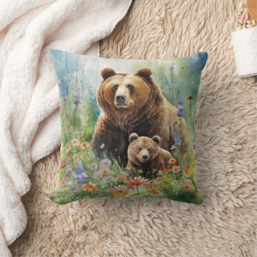 マザーベアーカッブフィールド絵画の花 クッション (ブランケット)