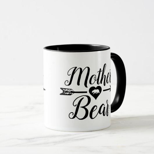 マザーベアーローハート付き黒 マグカップ (正面右)