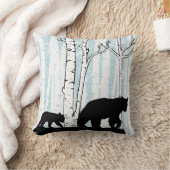 マザーベア、カッブ、鹿、樺の木ツリー装飾用クッション クッション (ブランケット)