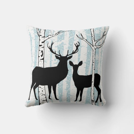 マザーベア、カッブ、鹿、樺の木ツリー装飾用クッション クッション (裏面)