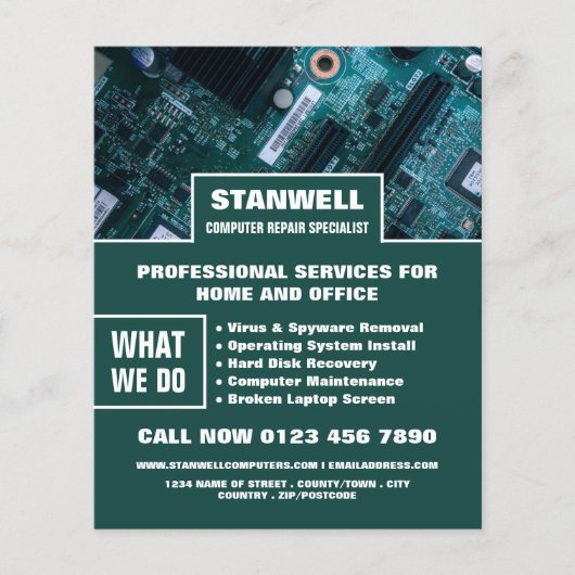 マザーボードコンピュータ修理広告スペシャリスト チラシ (正面)