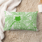 マザーボードコンピュータ回路の正方形ピローグリーン1 ランバークッション (ブランケット)