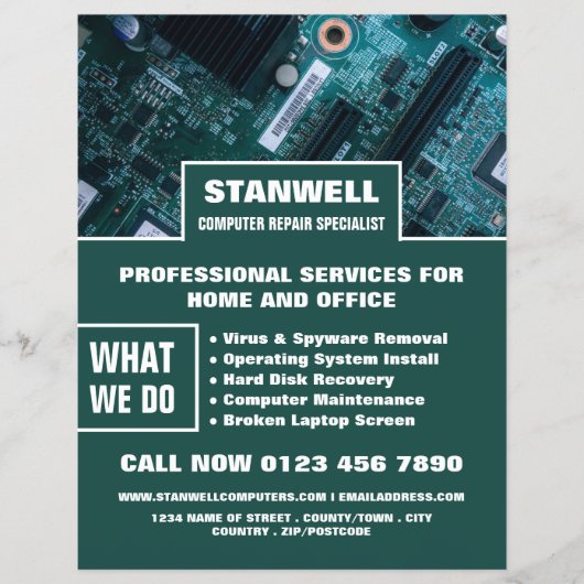 マザーボード コンピューター修理の専門家 広告 チラシ (正面)