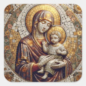 マザーマ賛美リーとベビーイエス | クリスマス スクエアシール (正面)