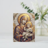 マザーマ賛美リーとベビーイエス | クリスマス ポストカード (スタンド正面)