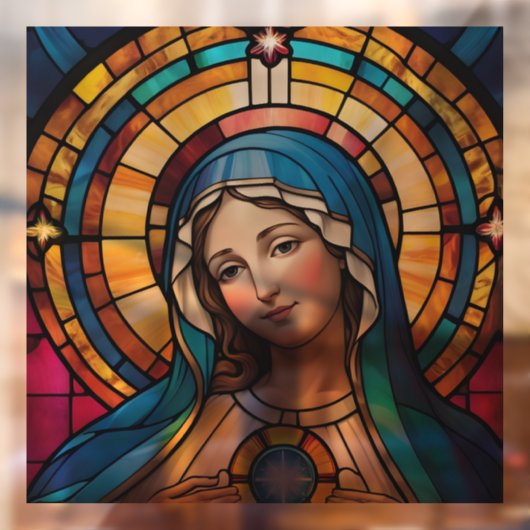 マザーメアリーカラフルステンドグラスヴァージンメアリー ウィンドウサイン (シート2)