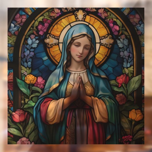 マザーメアリーカラフルステンドグラスヴァージンメアリー ウィンドウサイン (シート2)