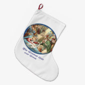 マザーメアリー出生シーン小さなクリスマスストックイン ラージクリスマスストッキング (正面 (吊り時))