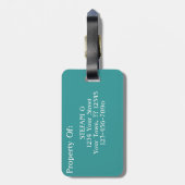 マザーモンスターティール（緑がかった色）ビーハイブサッシアーポップ・アートのト ラゲッジタグ (裏面縦)