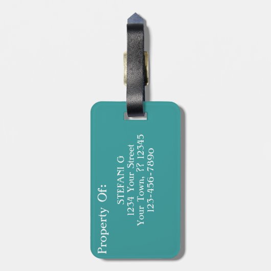 マザーモンスターティール（緑がかった色）ビーハイブサッシアーポップ・アートのト ラゲッジタグ (裏面縦)