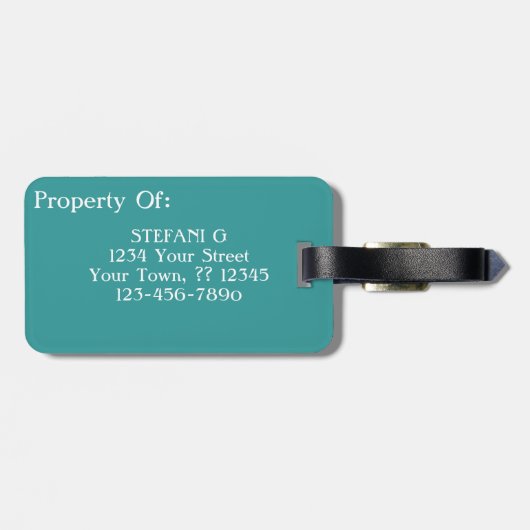 マザーモンスターティール（緑がかった色）ビーハイブサッシアーポップ・アートのト ラゲッジタグ (裏面横)