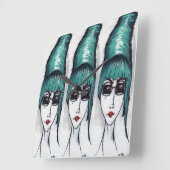 マザーモンスターティール(緑がかった色)ビーハイブサングラスアーポップ・アートのト スクエア壁時計 (傾斜)