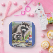 マザーラクーン、ベビー&トイボートスクエア紙プレート ペーパープレート (パーティー)