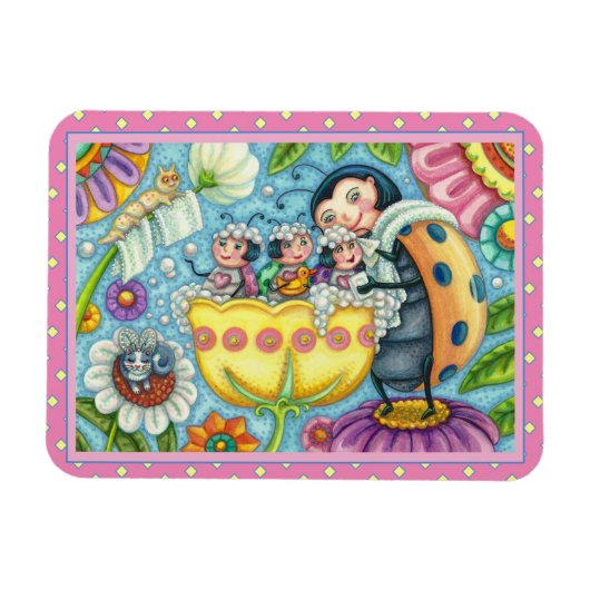 マザーラディバグ&子供チューリップタブ泡風呂 マグネット (横)