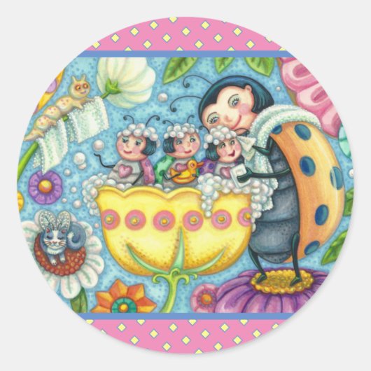 マザーラディバグ&子供チューリップタブ泡風呂 ラウンドシール (正面)