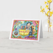 マザーラディバグ&子供チューリップバブルバス空白の カード (黄色い花)