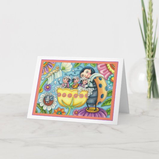 マザーラディバグ&子供チューリップバブルバス空白の カード (正面)