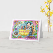 マザーラディバグ&子供チューリップバブルバス空白の カード (黄色い花)