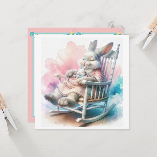 マザーラビットベビーシャワー 招待状 (正面/裏面インサイチュ)