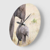 マザーラブエレファントベビー ラージ壁時計 (傾斜)