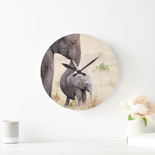 マザーラブエレファントベビー ラージ壁時計 (ホーム)