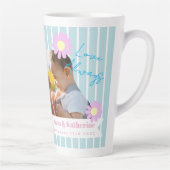 マザーラブストライプデイジーフローラフォトブルー カフェラテマグ (右)