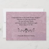 マザールトフオフィッシュ誕生のベビーガールカード ノートカード (裏面)