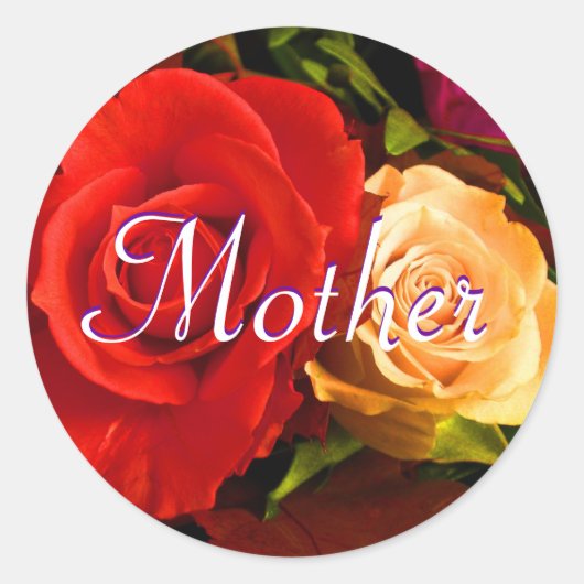 マザーレッドイエローローズシール ラウンドシール (正面)