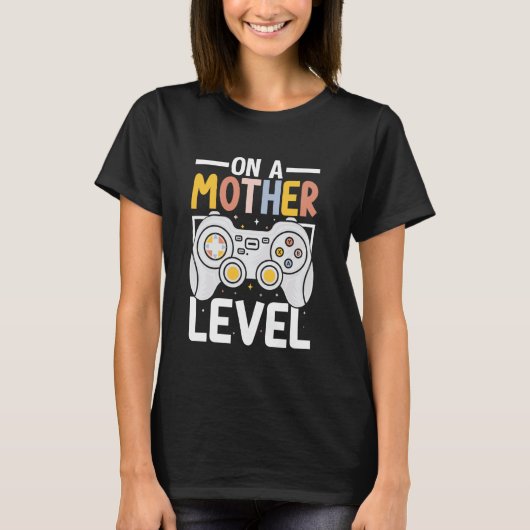 マザーレベル ゲームコントローラー 母の日 ゲーム好き Tシャツ (正面)