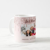 マザー写真グリッターピンク コーヒーマグカップ (正面左)