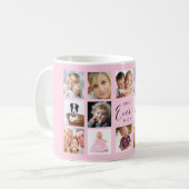 マザー写真コラージュのピンク コーヒーマグカップ (正面左)