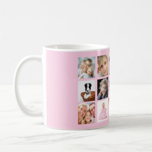 マザー写真コラージュのピンク コーヒーマグカップ (左)