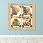 マザー娘パーソナライズされたInstagramフォトグリッド キャンバスプリント (インサイチュ (ウッドフロア))