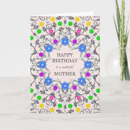 マザー抽象芸術花誕生日カード カード (正面)