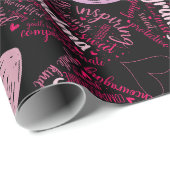 マザー日ハート01.ピンクブラックBG ラッピングペーパー (ロールコーナー)