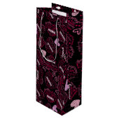 マザー日ハート01.ピンクブラックBG ワインギフトバッグ (正面アングル)