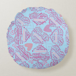 マザー日ハート01.ピンクブルーBG ラウンドクッション