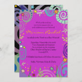 マザー自然スワールこうもりバー(ユダヤ教の)バル・ミツバー招待状 招待状 (正面/裏面)