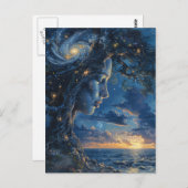 マザー自然ツリー海ファンタジー ポストカード (正面/裏面)