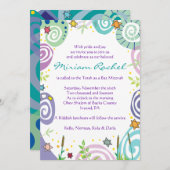 マザー自然旋回こうもりバー（ユダヤ教の）バル・ミツバー招待状 招待状 (正面/裏面)