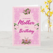 マザー誕生日とピンクローズカード カード (黄色い花)