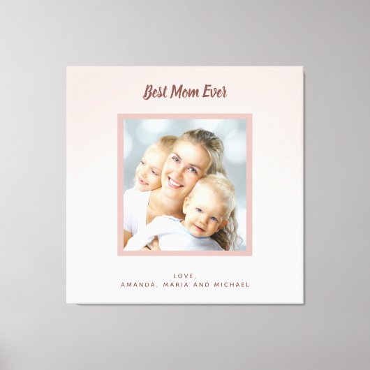 マザー赤面ピンクのローズ金ゴールド写真 キャンバスプリント (正面)