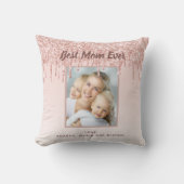 マザー赤面ピンクグリッター写真 クッション (正面)