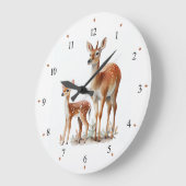 マザー鹿と子鹿の保育園壁掛け時計 ラージ壁時計 (傾斜)