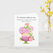 マザー・イン・ロー・カーネーションJanuaryお誕生日ケーキ カード (黄色い花)