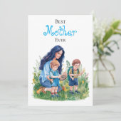 マザー&サンズウォーターカラーガーデニングイラストレーション カード (スタンド正面)