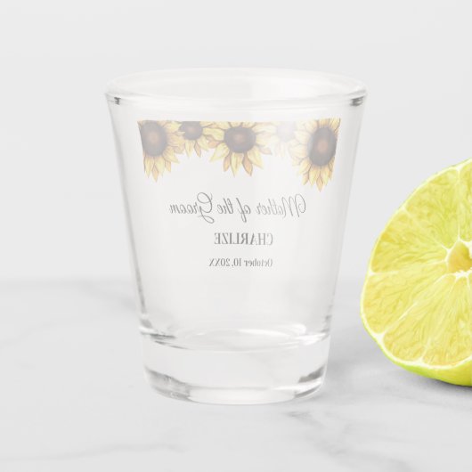 マザー サンフラワー ウェディング イエロー ホワイト ショットグラス (裏面)